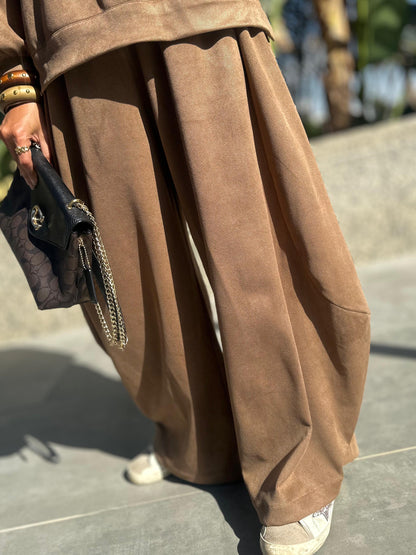 Winter stripped Velvet Set ( camel )