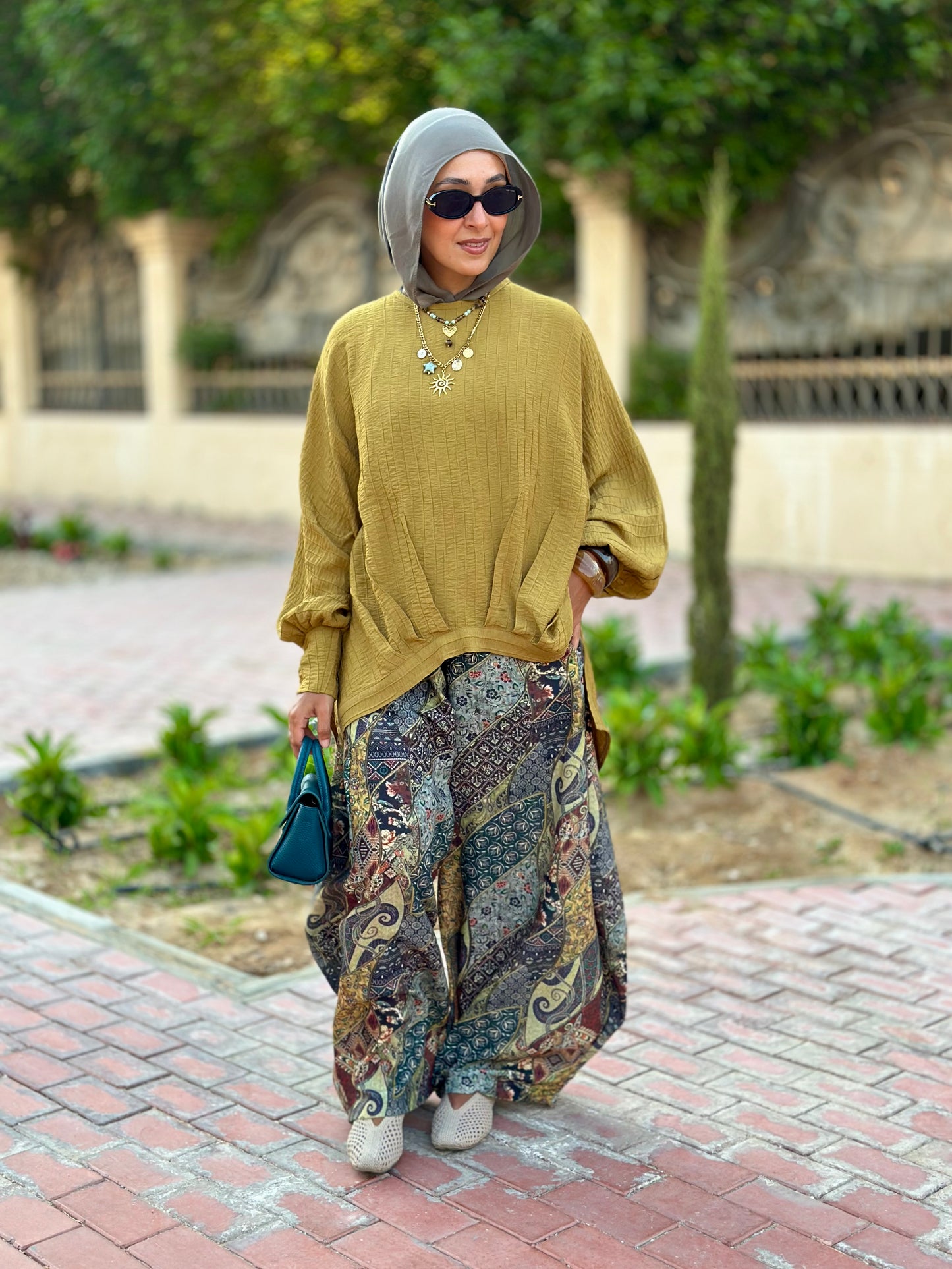 High low striped blouse ( Mustard)