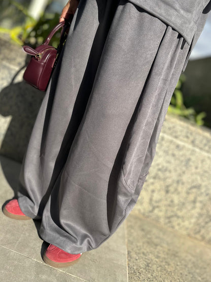 Winter stripped Velvet Set in ( Gray )