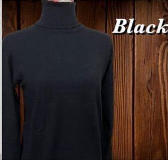 Basic knitted high collar pullover in Black
