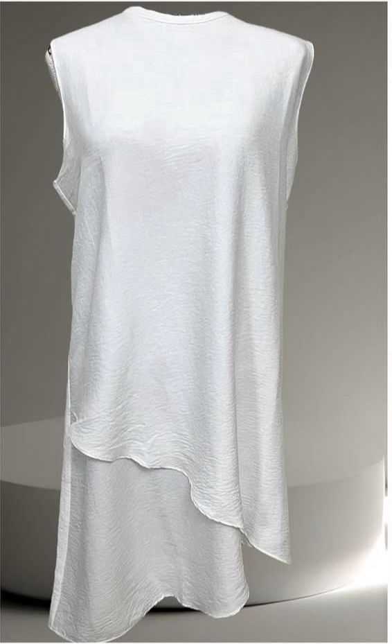 Long crossed top in light off white