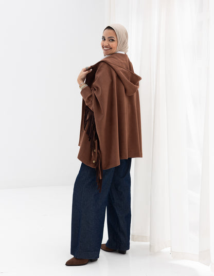 Suede Jacket With Fringes In Brown