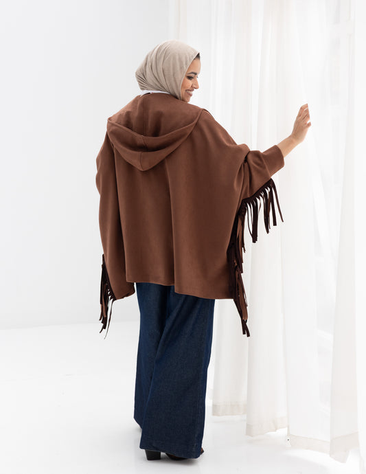 Suede Jacket With Fringes In Brown