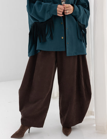 Suede Jacket With Fringes In Teal