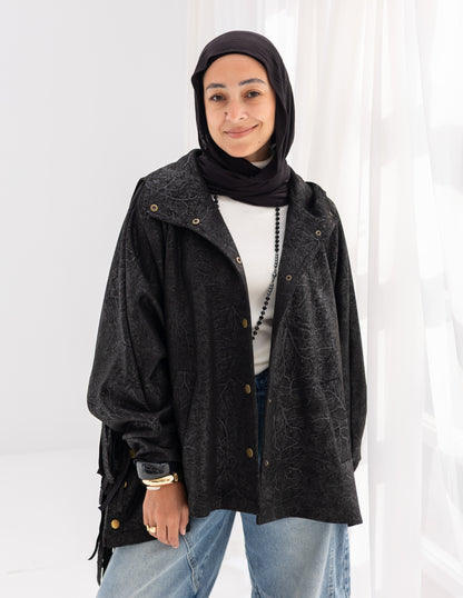 Suede & Leather Blend Jacket With Fringes