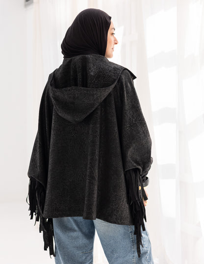 Suede & Leather Blend Jacket With Fringes