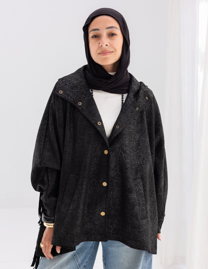 Suede & Leather Blend Jacket With Fringes