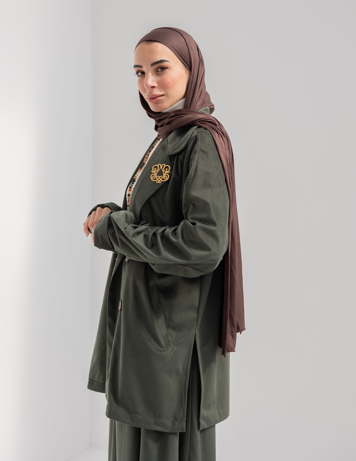 Velvet blazer in Olive