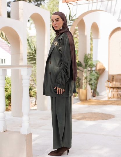 Velvet blazer in Olive