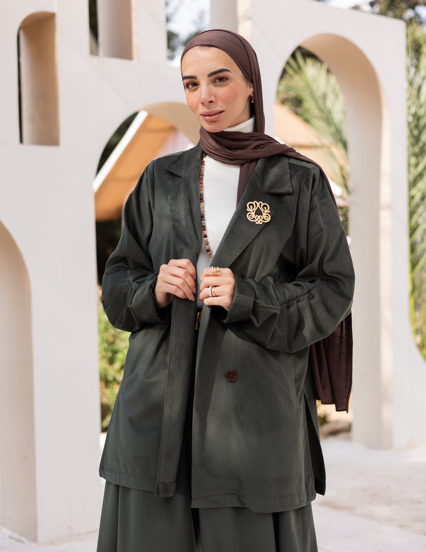 Velvet blazer in Olive