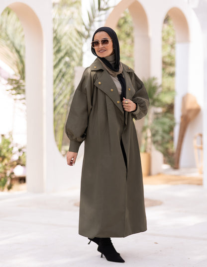 Puffy sleeves Waterproof coat in Olive