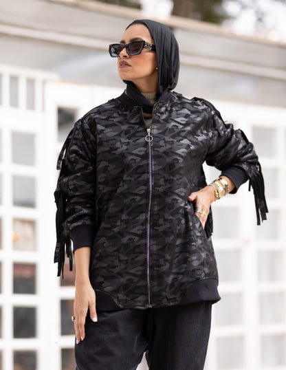 Leather & suede sweater with fringes