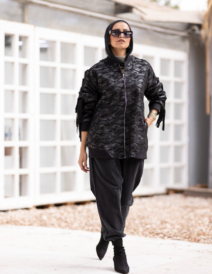 Leather & suede sweater with fringes