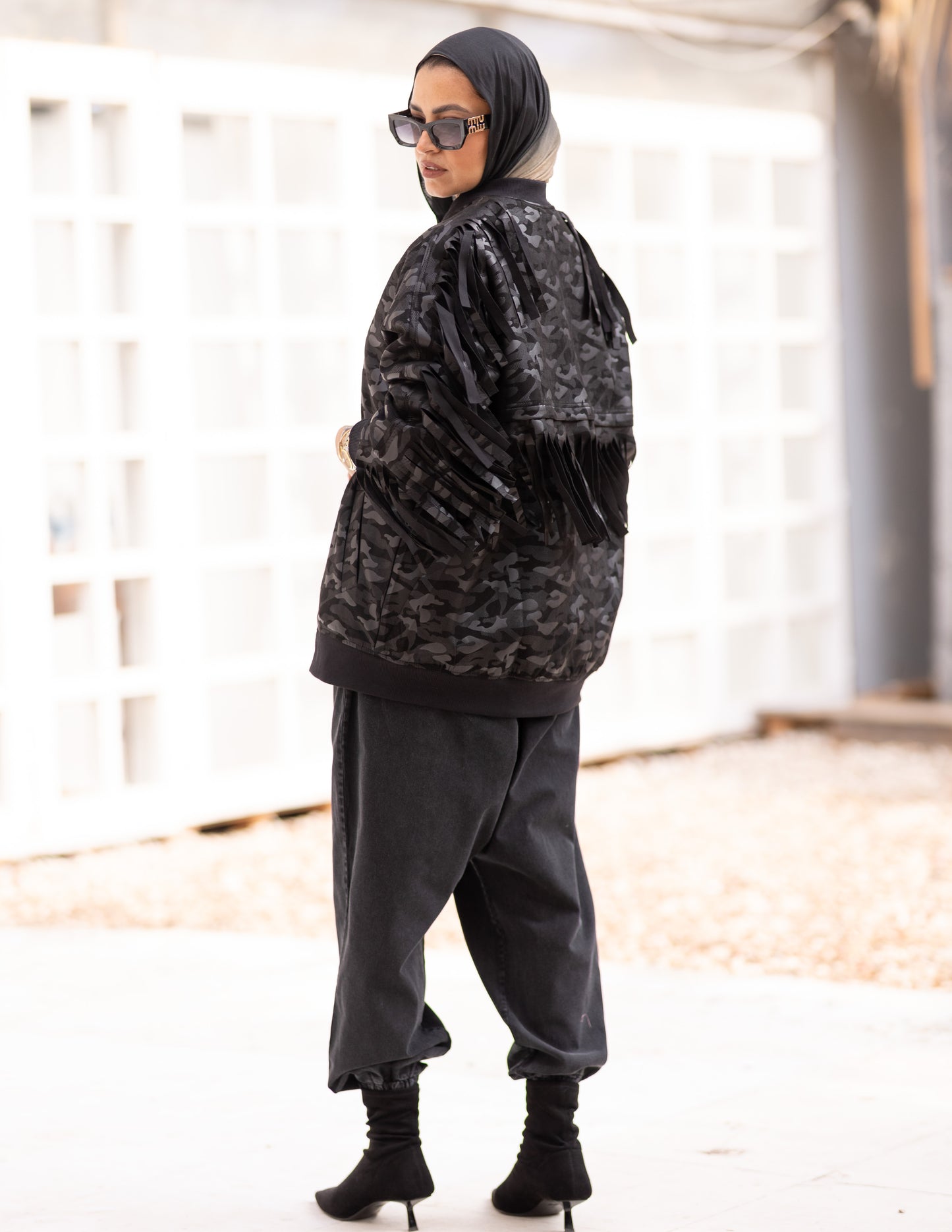 Leather & suede sweater with fringes