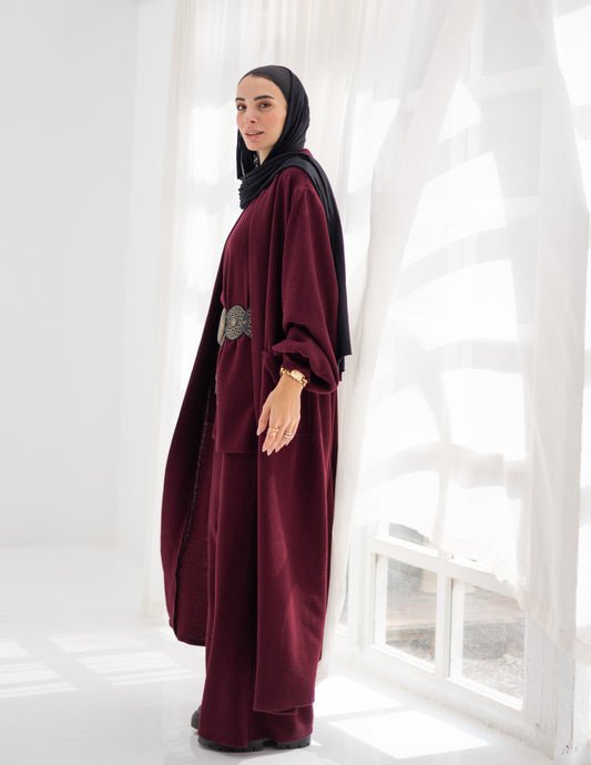 Knitted woolen set in Burgundy