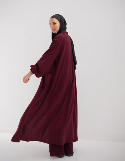 Knitted woolen set in Burgundy