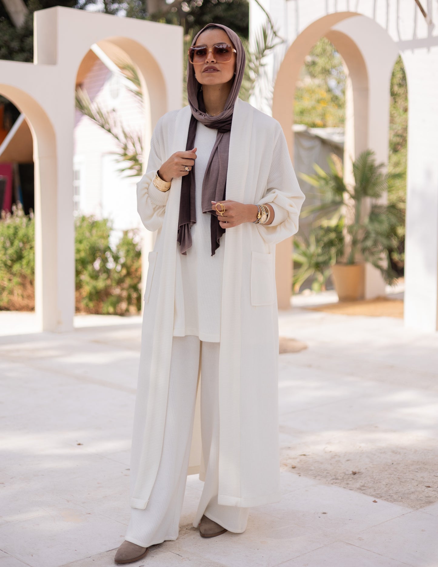 Woolen pants in Light offwhite