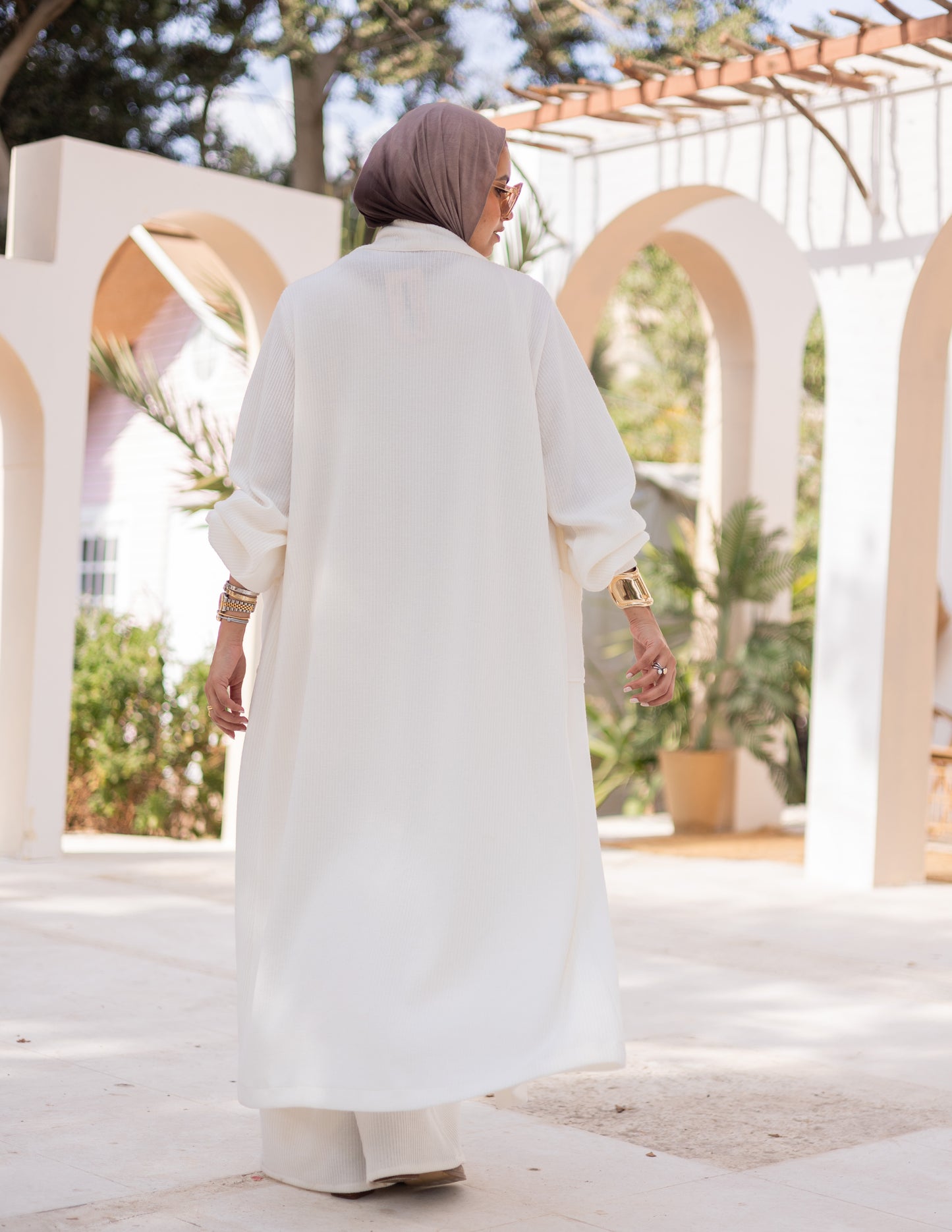 Knitted woolen set in Light offwhite