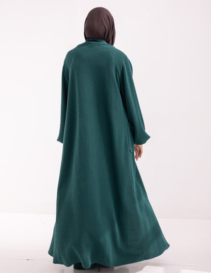 Woolen knitted cardigan with pockets in Dark green