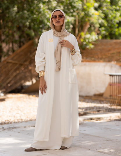 Woolen knitted Cardigan in Off white