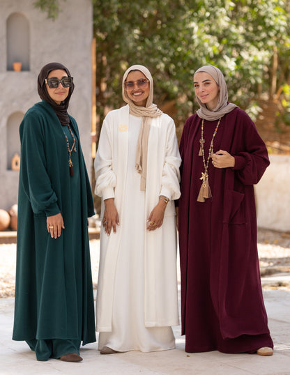 Woolen knitted Cardigan in Dark green