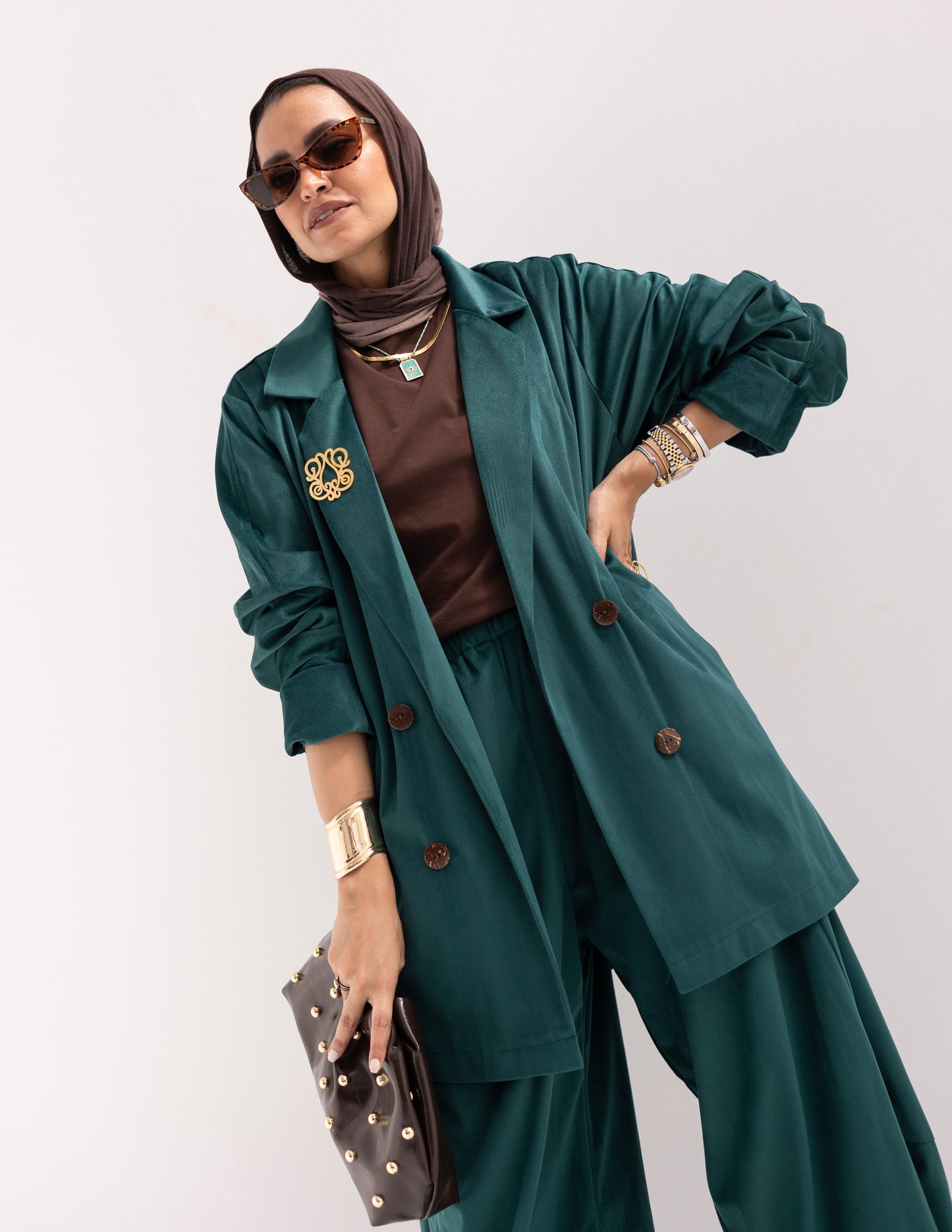 Velvet blazer in Green