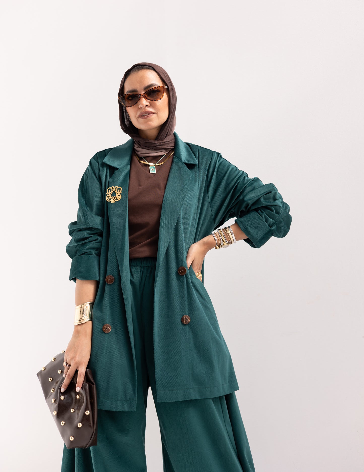 Velvet blazer in Green