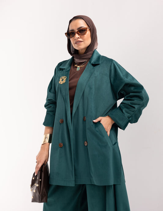 Velvet blazer in Green