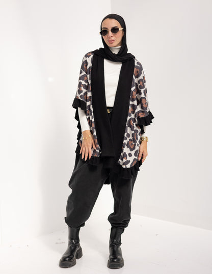 Animal print Poncho in Brown