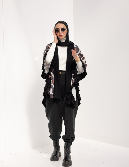 Animal print Poncho in Brown