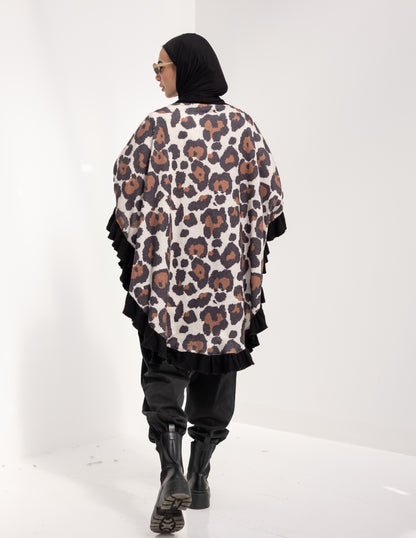 Animal print Poncho in Brown