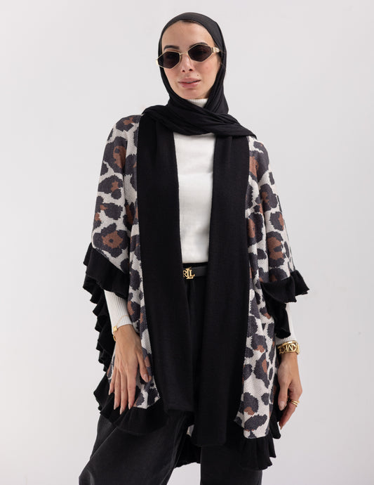Animal print Poncho in Brown