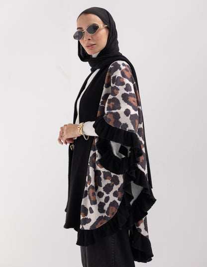 Animal print Poncho in Brown