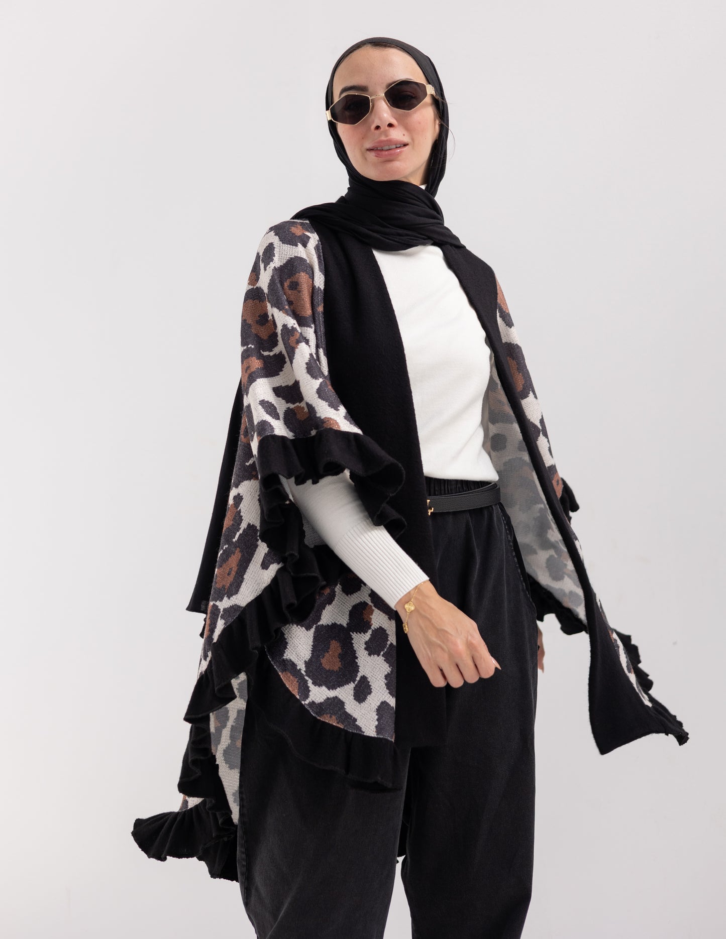 Animal print Poncho in Brown