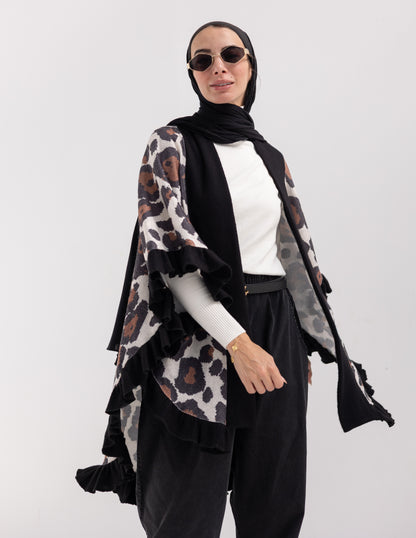Animal print Poncho in Brown