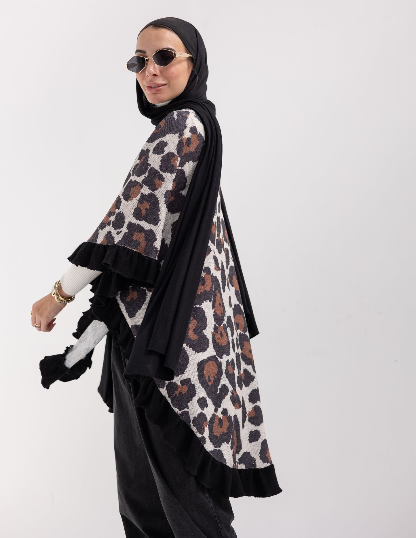 Animal print Poncho in Brown