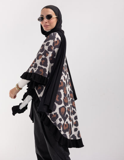 Animal print Poncho in Brown