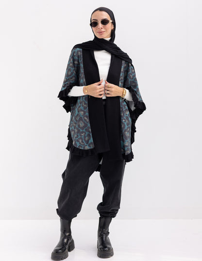 Animal print Poncho in Blue