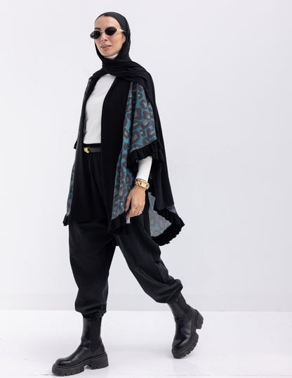 Animal print Poncho in Blue