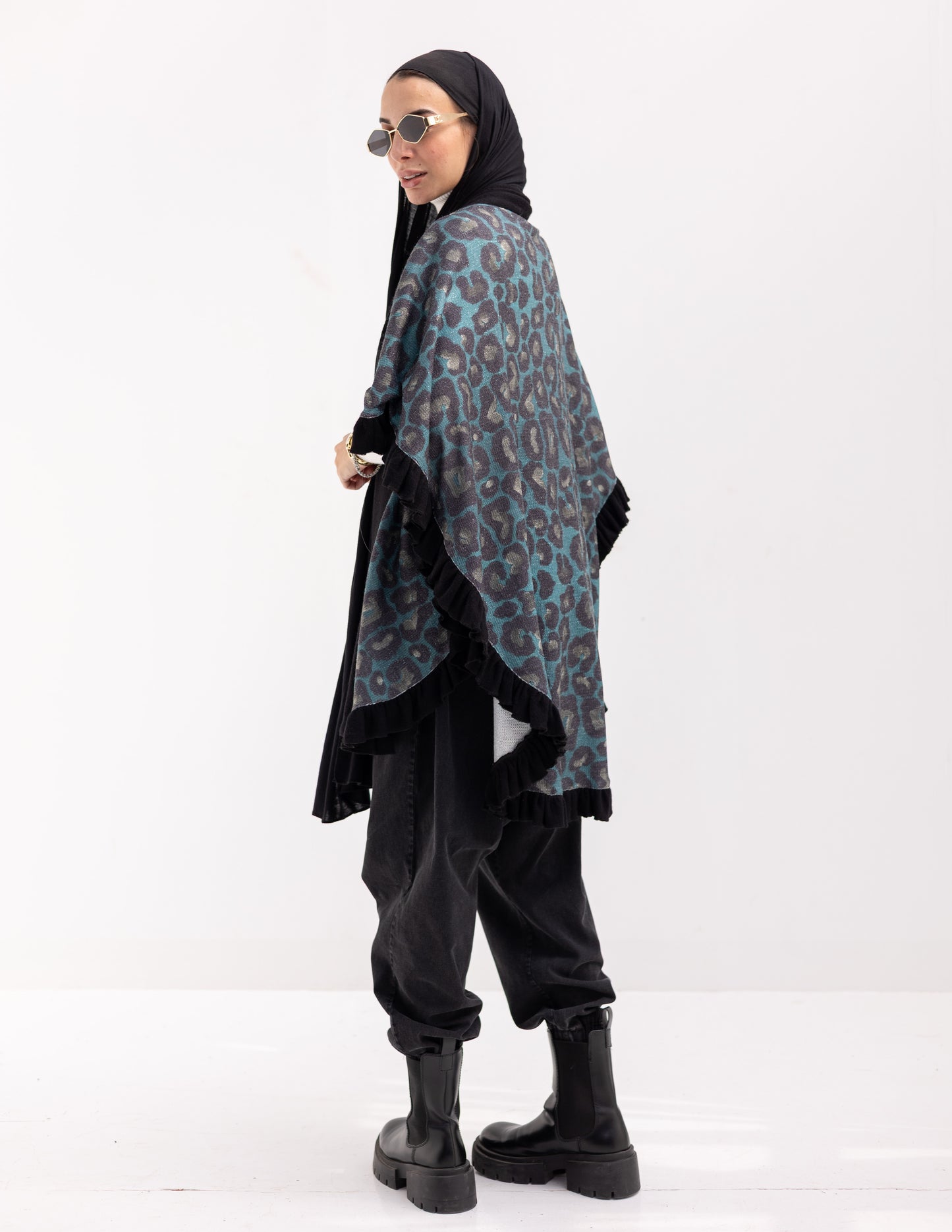 Animal print Poncho in Blue