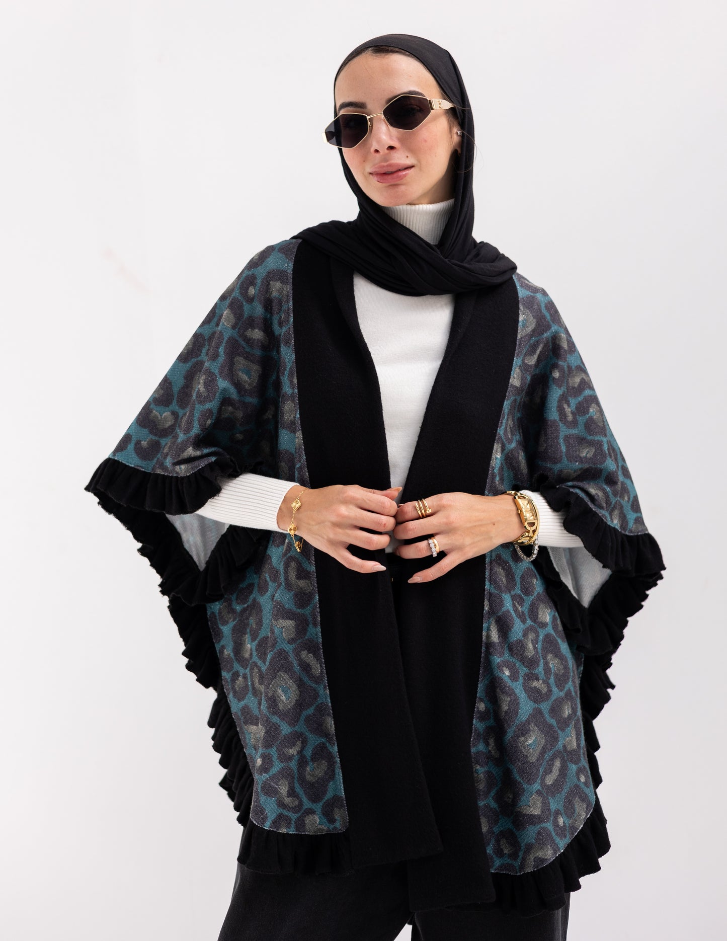 Animal print Poncho in Blue