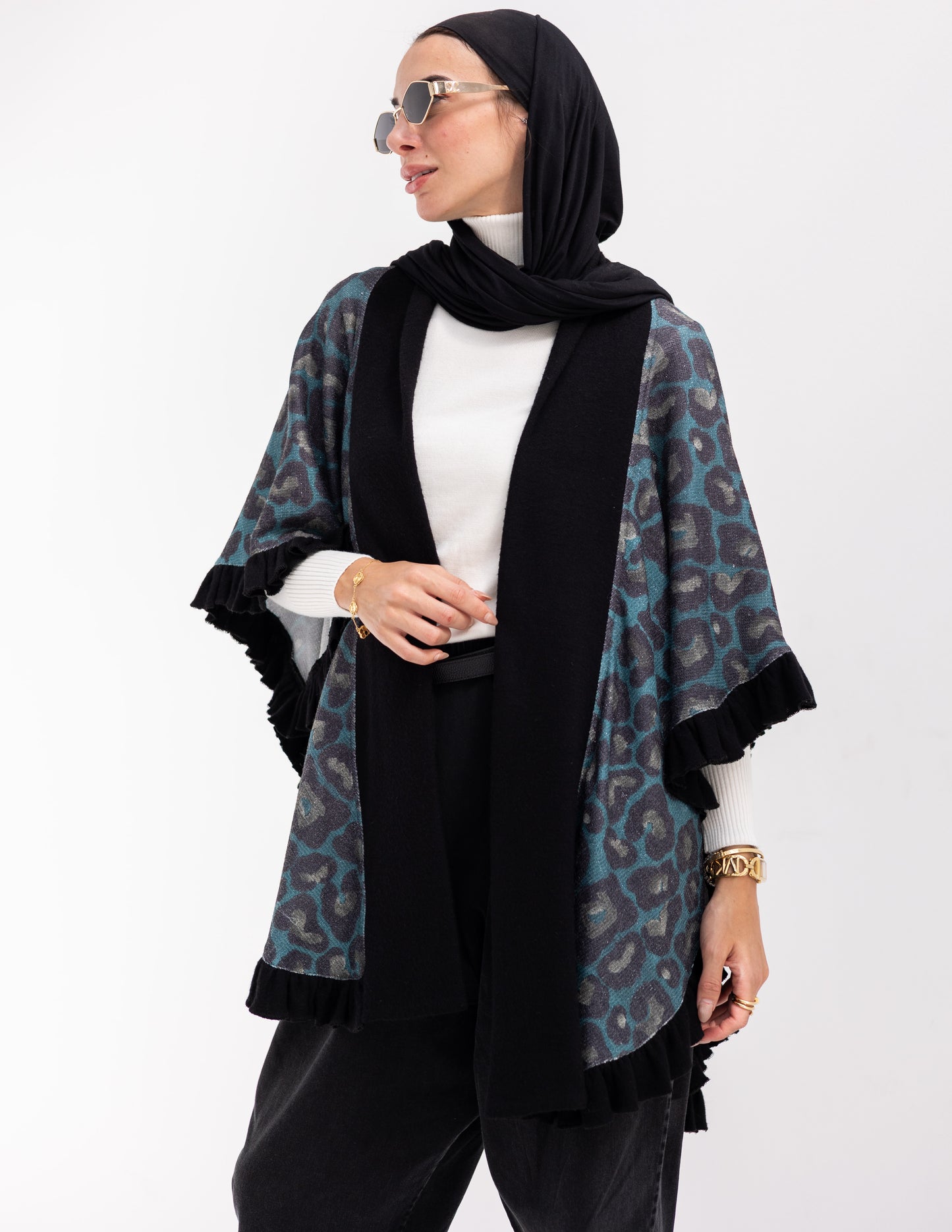 Animal print Poncho in Blue