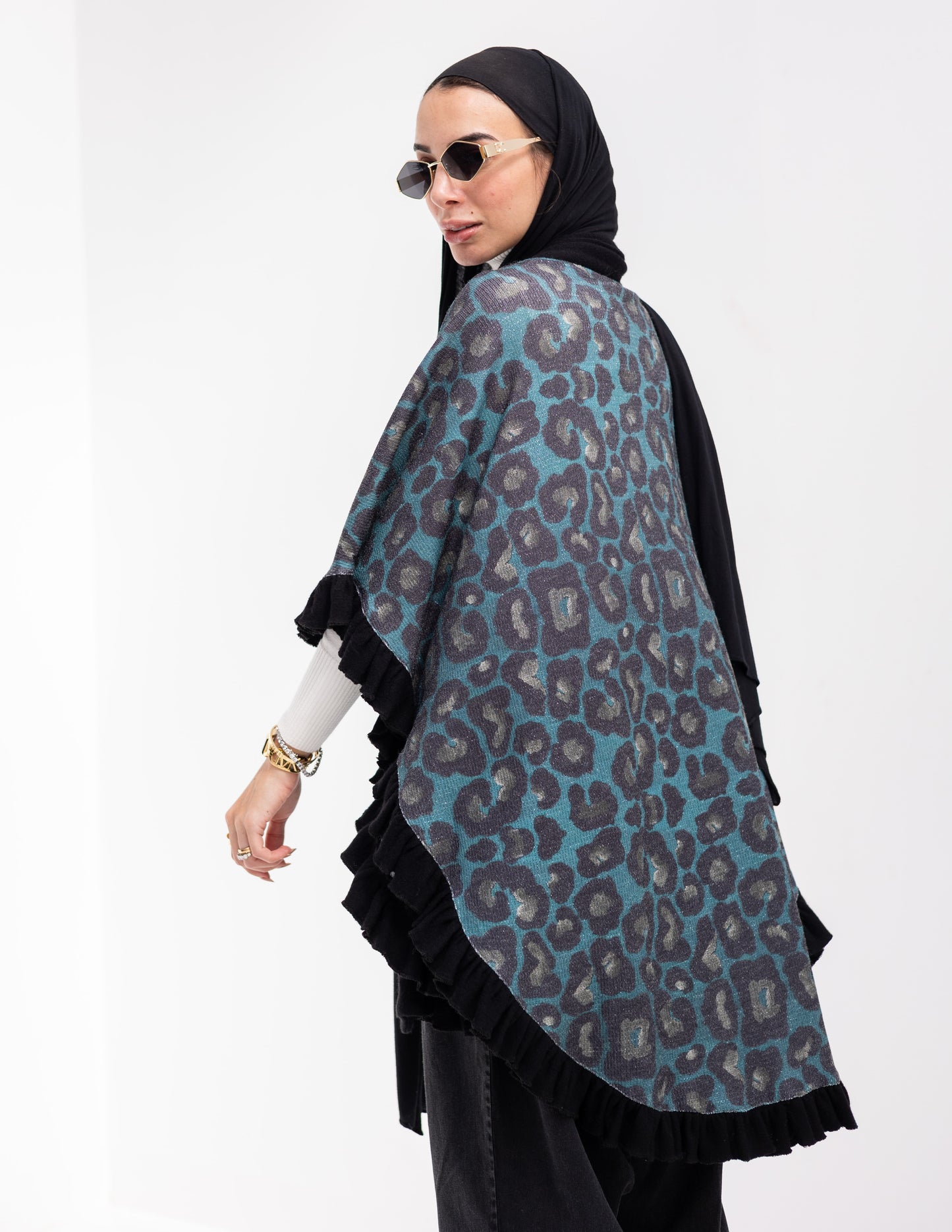 Animal print Poncho in Blue
