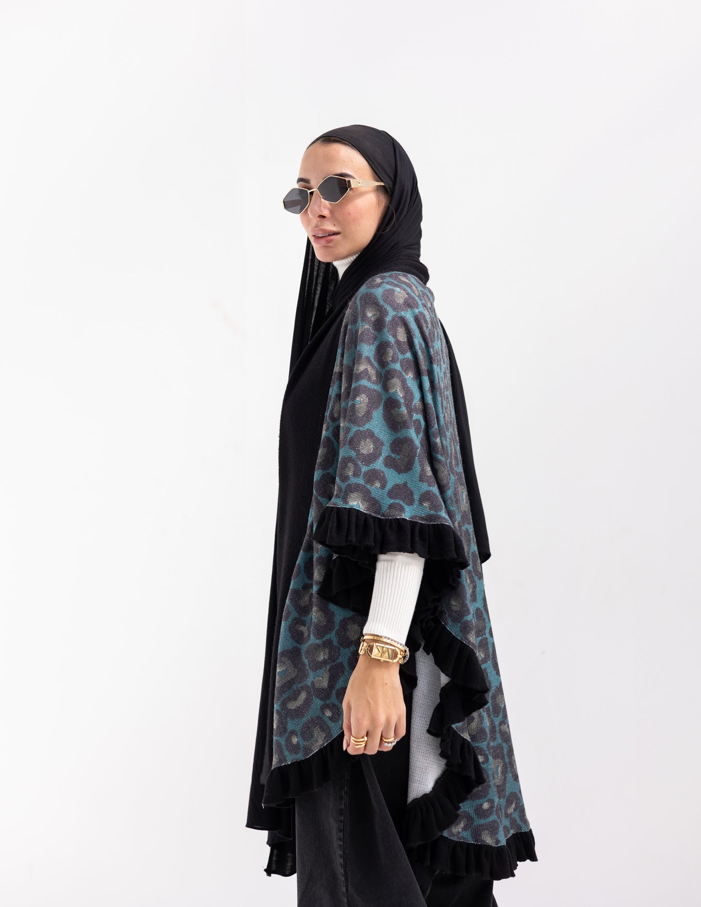 Animal print Poncho in Blue