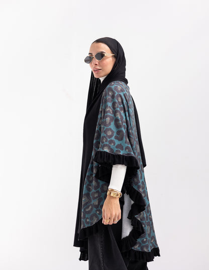 Animal print Poncho in Blue