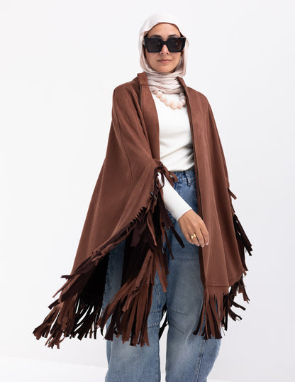Suede poncho in Brown