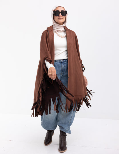 Suede poncho in Brown