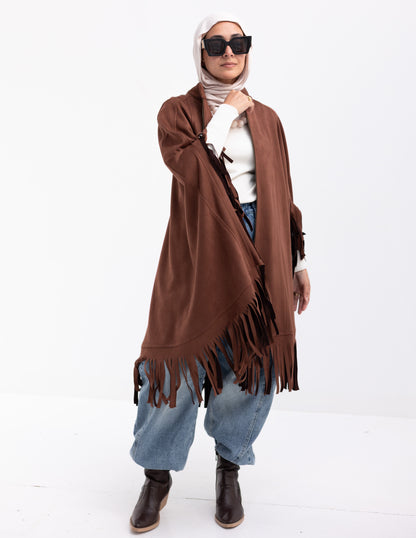 Suede poncho in Brown