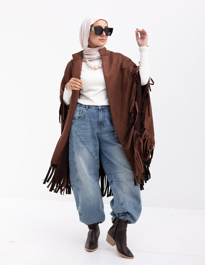 Suede poncho in Brown