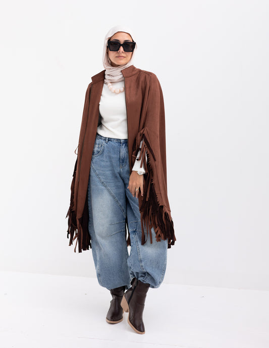 Suede poncho in Brown